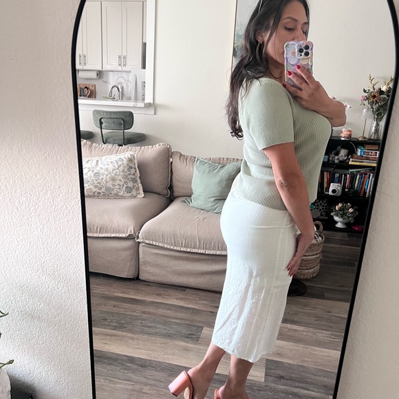 Shein White Button-Down Cotton Midi Skirt - Picture 8 of 9